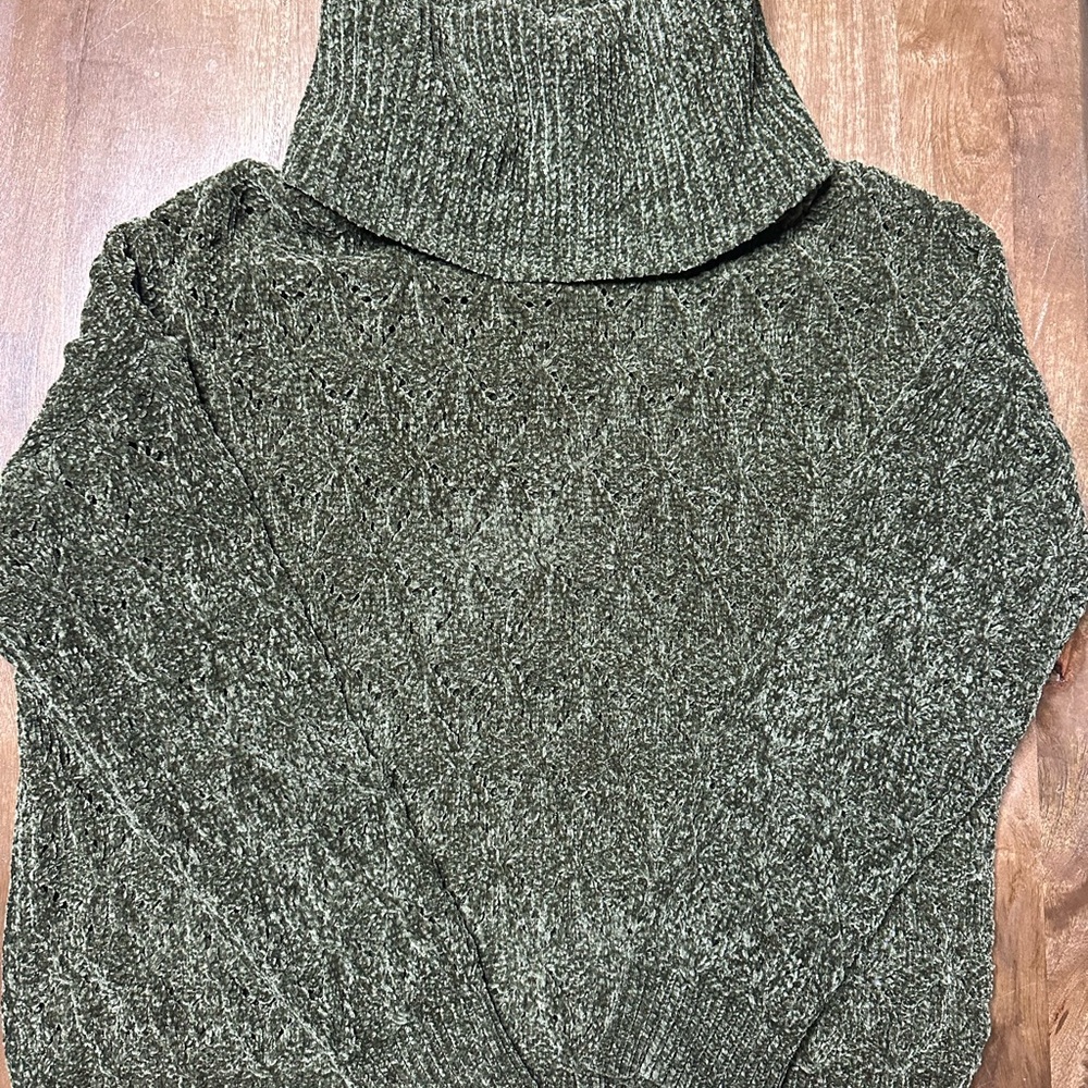 Poof! Olive Green Knit Turtleneck Sweater